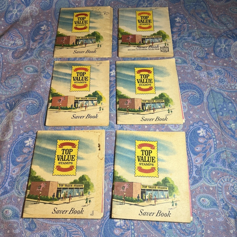 VINTAGE 1966 LARGE lot of 6 books TOP VALUE STAMPS SAVER BOOK